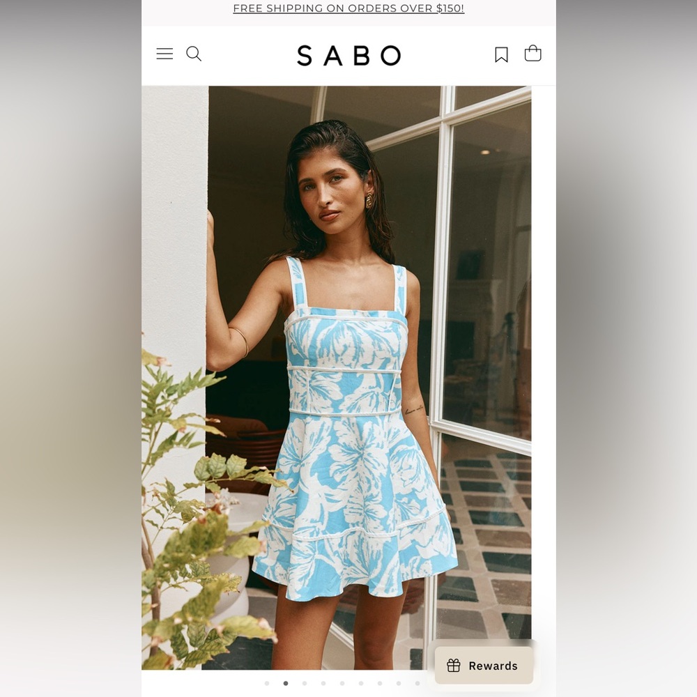 Sabo Skirt- Blue and White Floral Dress